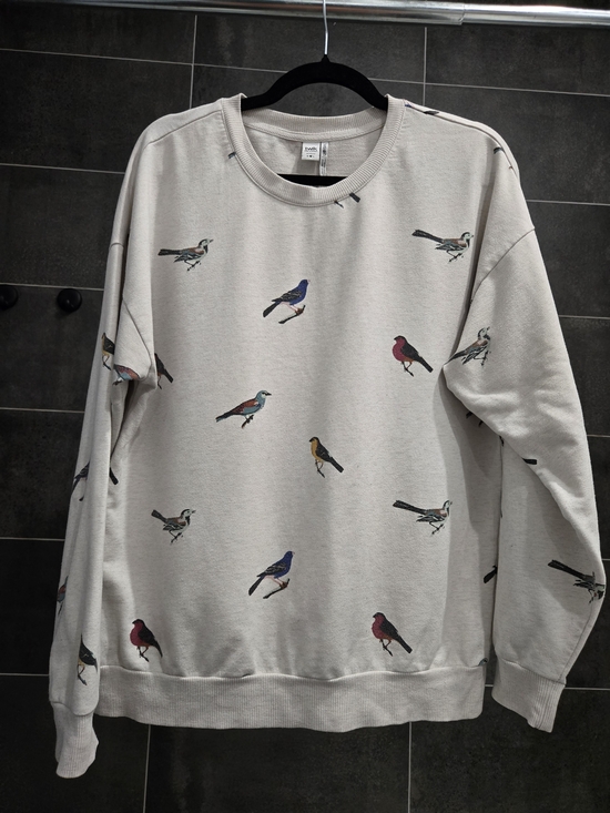Simons Tops - Twik Beige Crewneck Sweatshirt with Colorful Bird Print Organic Cotton